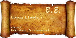 Bondy Elemér névjegykártya