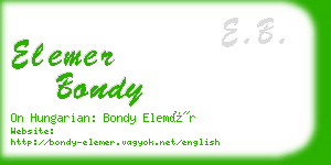 elemer bondy business card